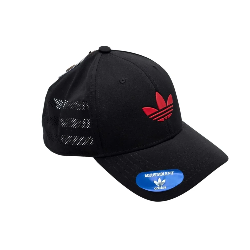 adidas Originals Beacon Trefoil Snapback Hat Cap Men's OSFM Black Red NWT GA5724